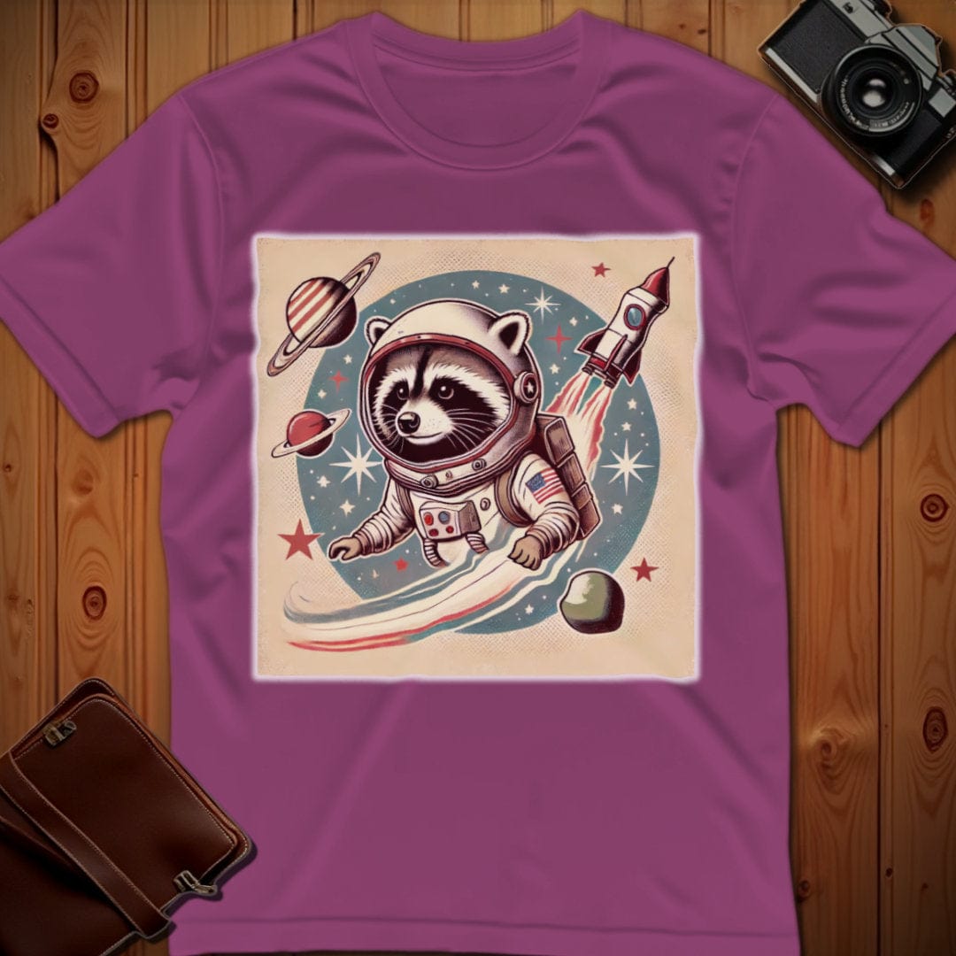 Racoon Tee – Vintage Rocket – Bold Vibrant Art