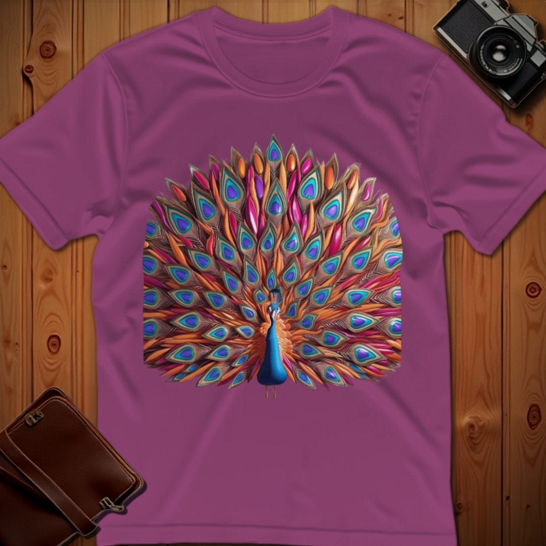 Peacock Tee – Teardrop Feathered – Bold Vibrant Art