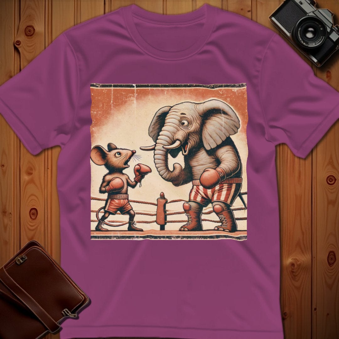 Mouse, Elephant Tee – Boxing Match – Boxing – Bold Vibrant Art