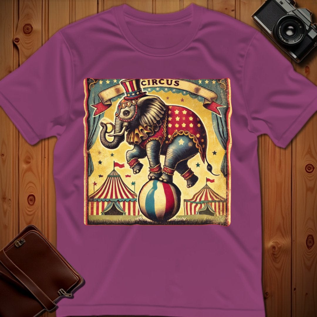 Elephant Tee – Vintage Circus – Bold Vibrant Art