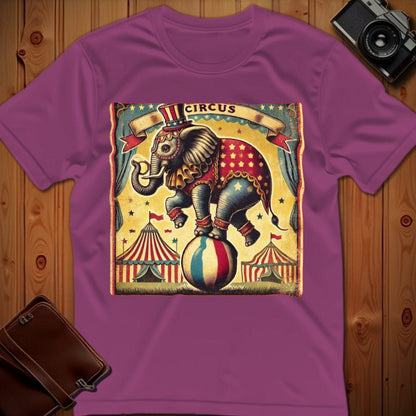 Elephant Tee – Vintage Circus – Bold Vibrant Art