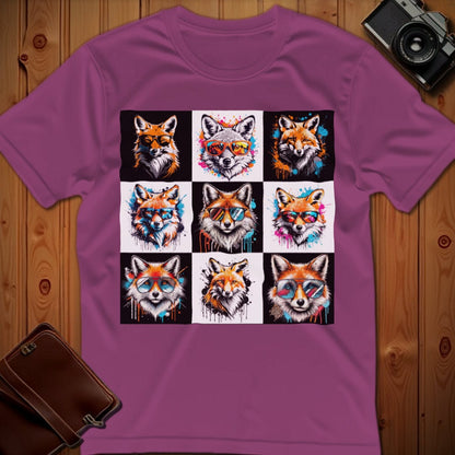 Fox Tee – Checkerboard – Bold Vibrant Art
