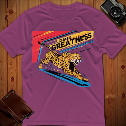 Cheetah Tee – Chase Greatness – Bold Vibrant Art