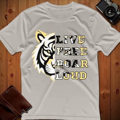 Tiger Tee – Live Free Roar Loud – Bold Vibrant Art