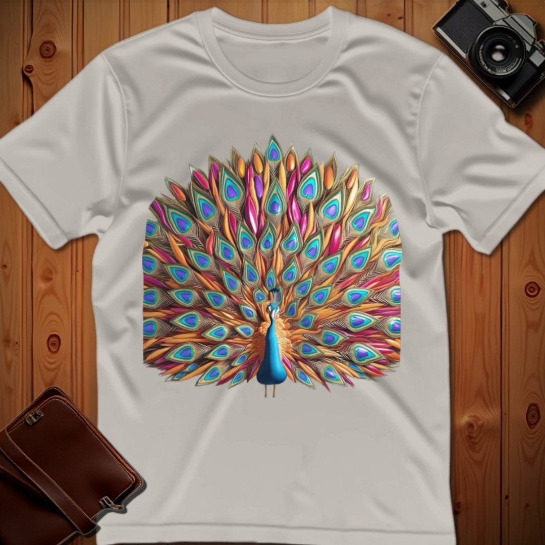 Peacock Tee – Teardrop Feathered – Bold Vibrant Art
