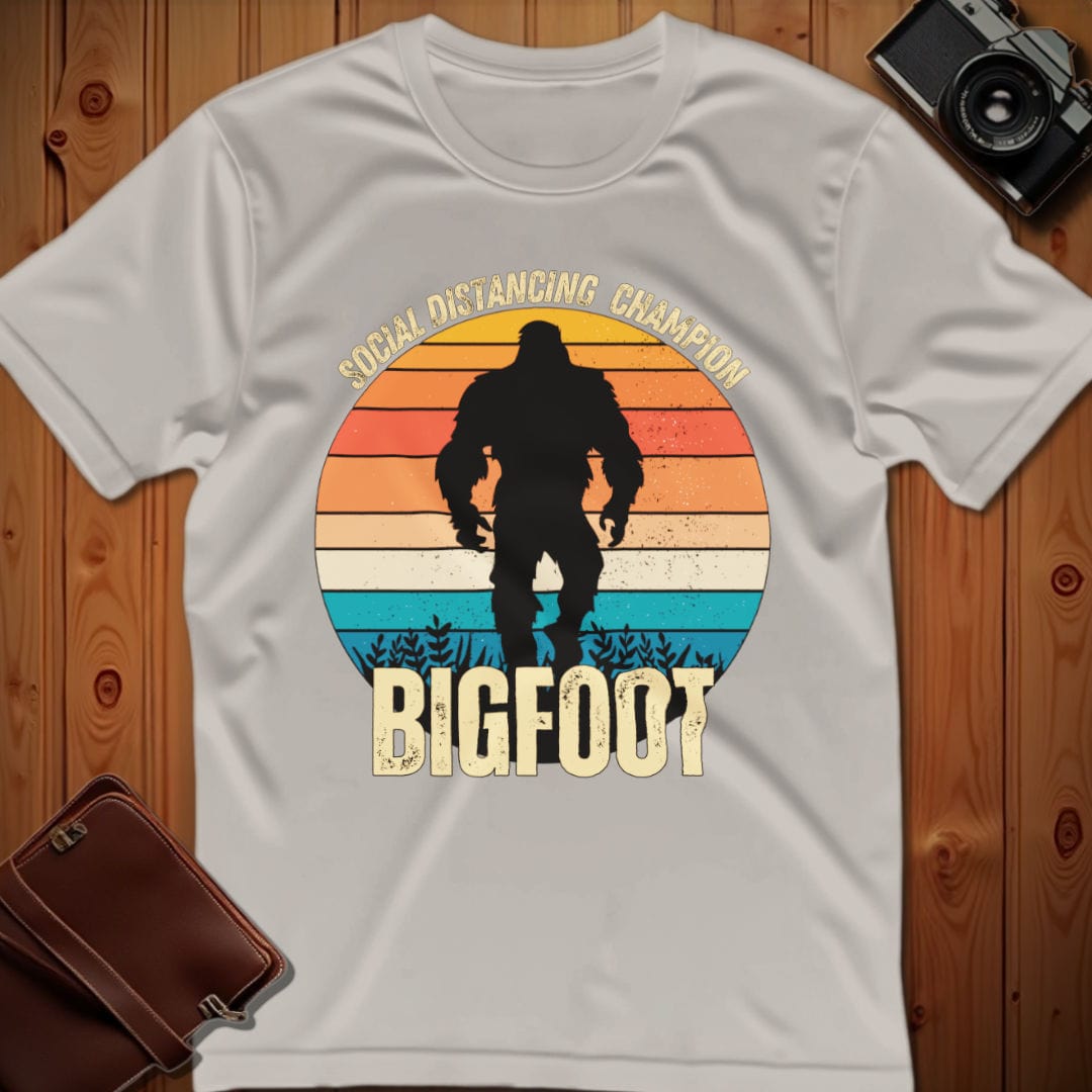 Bigfoot Tee – Social Distancing Champion – Bold Vibrant Art