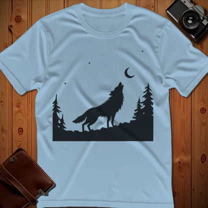 Wolf Tee – Minimalist Howling – Bold Vibrant Art