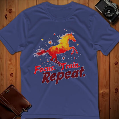 Horse Tee – Focus Train Repeat – Bold Vibrant Art