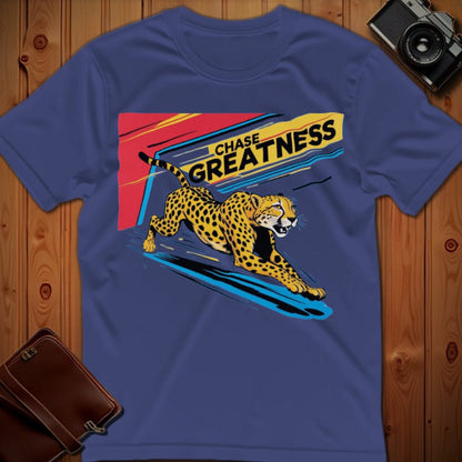 Cheetah Tee – Chase Greatness – Bold Vibrant Art