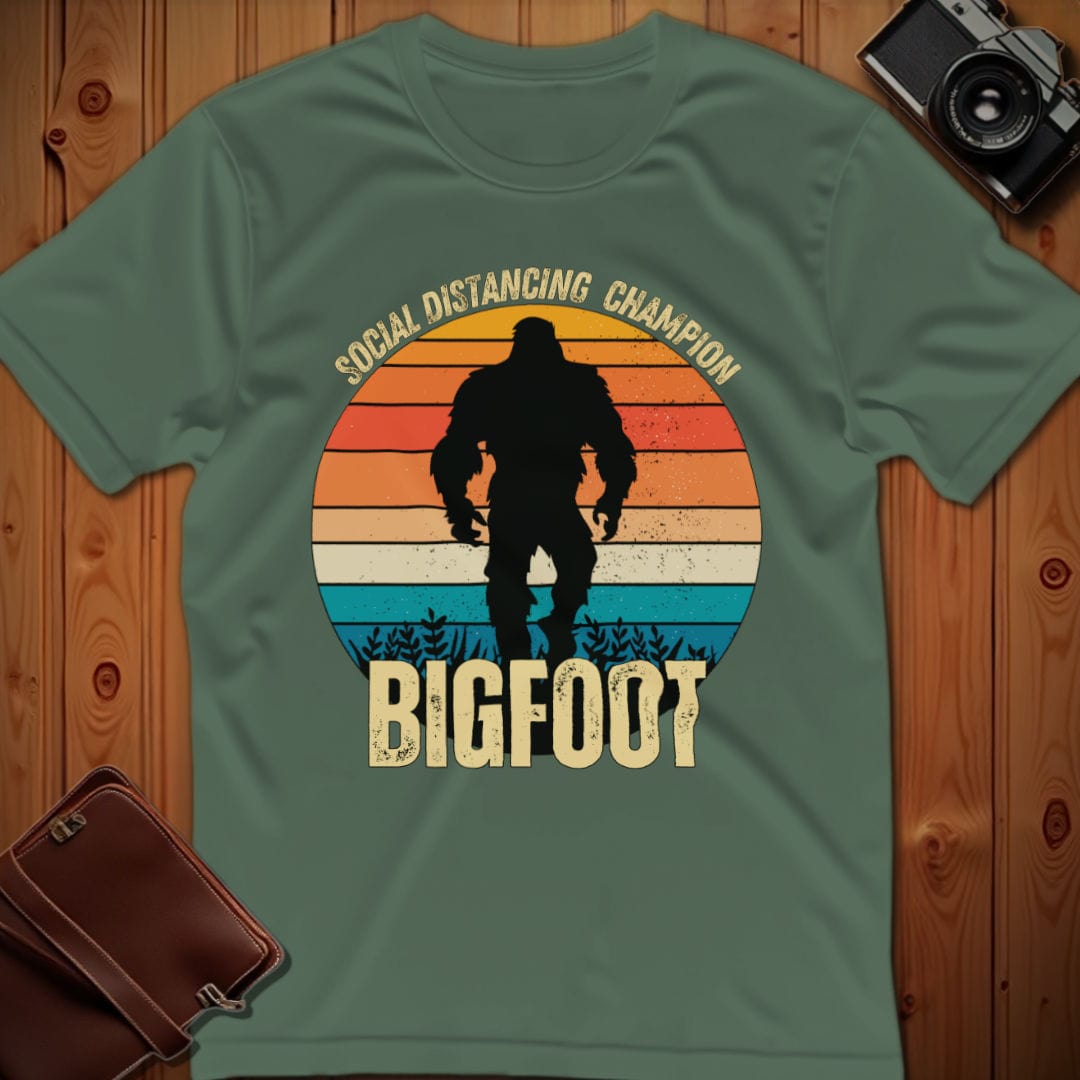 Bigfoot Tee – Social Distancing Champion – Bold Vibrant Art