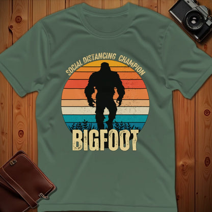 Bigfoot Tee – Social Distancing Champion – Bold Vibrant Art