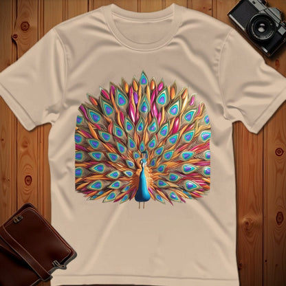 Peacock Tee – Teardrop Feathered – Bold Vibrant Art