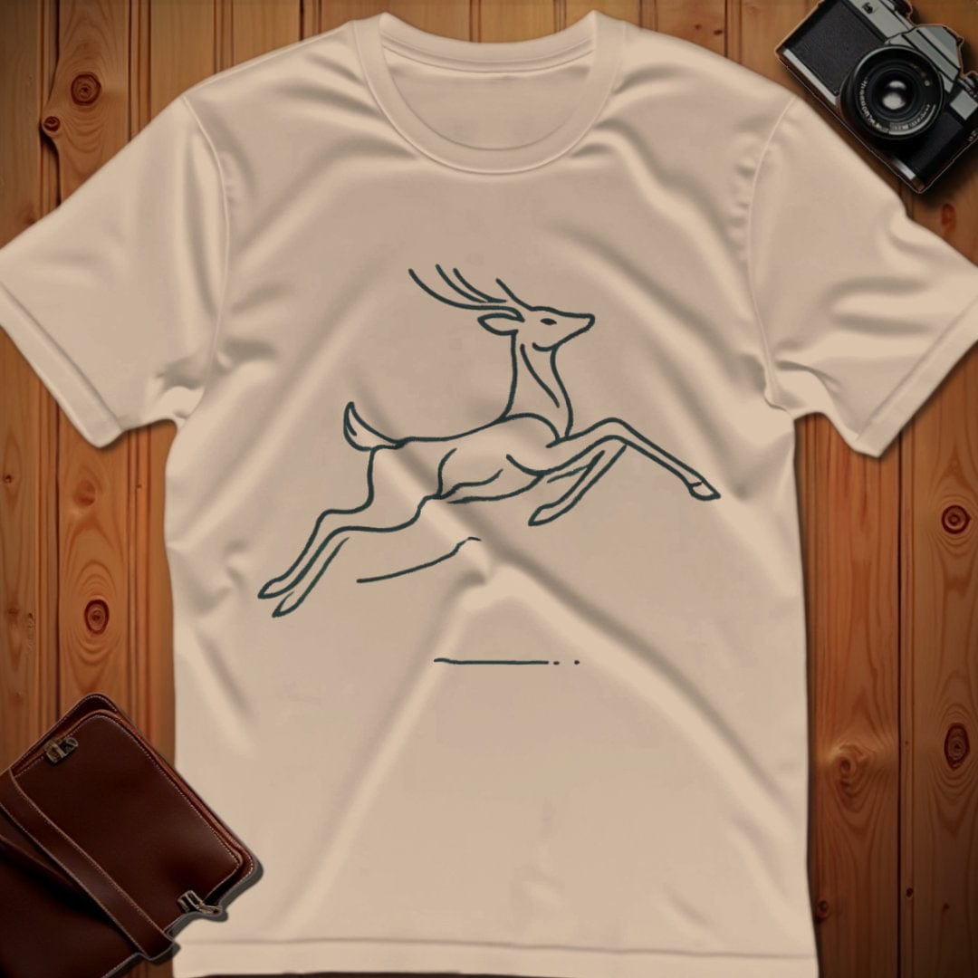 Deer Tee – Minimalist Jumping – Bold Vibrant Art