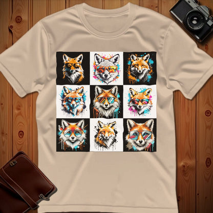 Fox Tee – Checkerboard – Bold Vibrant Art