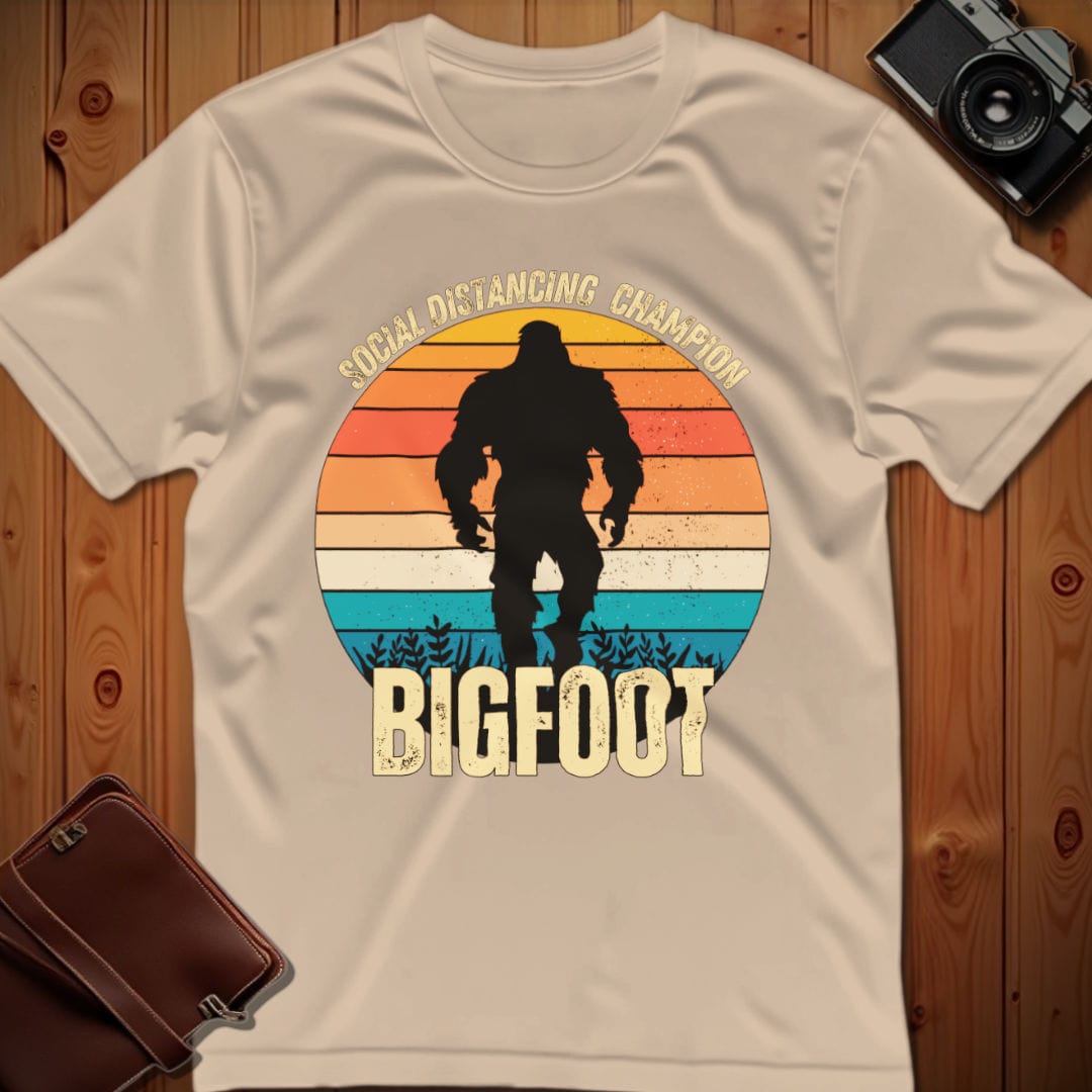 Bigfoot Tee – Social Distancing Champion – Bold Vibrant Art
