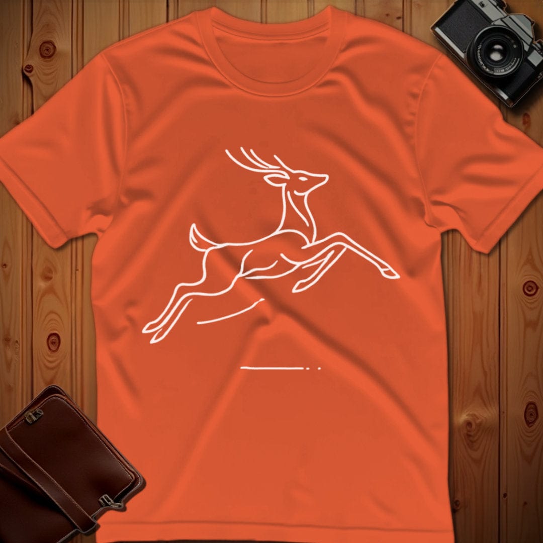 Deer Tee – Minimalist Jumping – Bold Vibrant Art