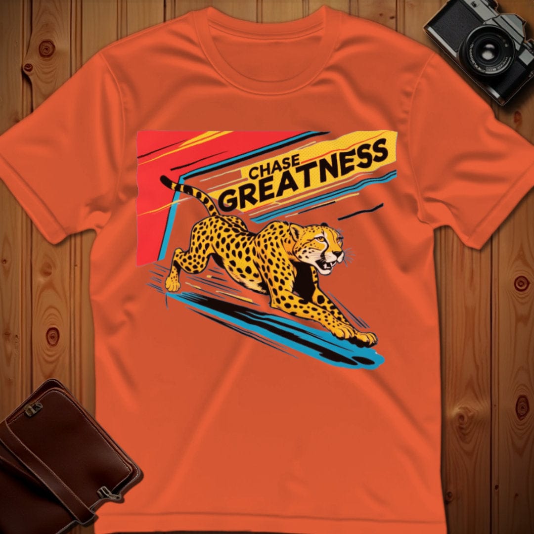 Cheetah Tee – Chase Greatness – Bold Vibrant Art