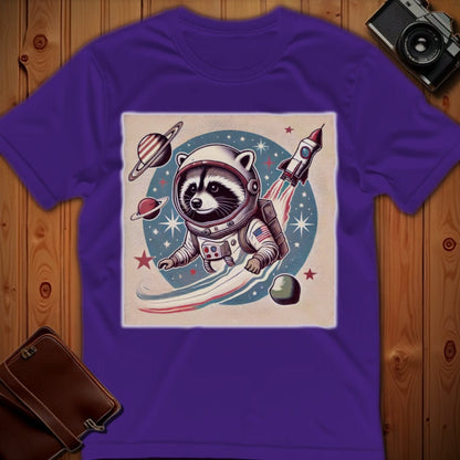 Racoon Tee – Vintage Rocket – Bold Vibrant Art