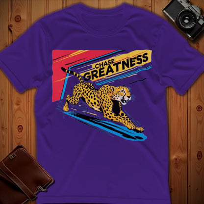 Cheetah Tee – Chase Greatness – Bold Vibrant Art
