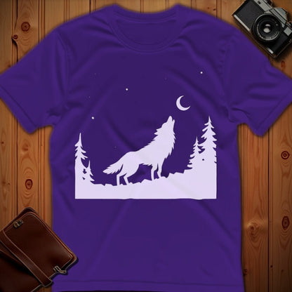 Wolf Tee – Minimalist Howling – Bold Vibrant Art