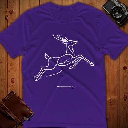 Deer Tee – Minimalist Jumping – Bold Vibrant Art