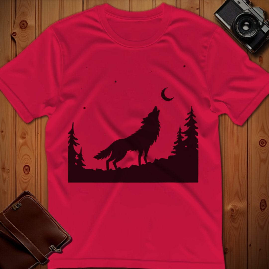 Wolf Tee – Minimalist Howling – Bold Vibrant Art