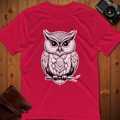 Owl Tee – On Branch – Bold Vibrant Art