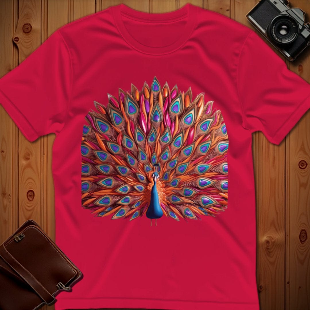 Peacock Tee – Teardrop Feathered – Bold Vibrant Art