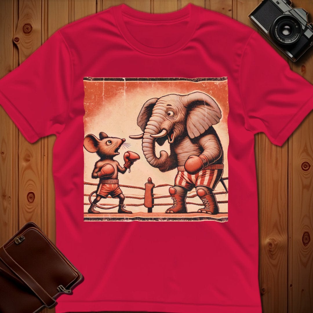 Mouse, Elephant Tee – Boxing Match – Boxing – Bold Vibrant Art