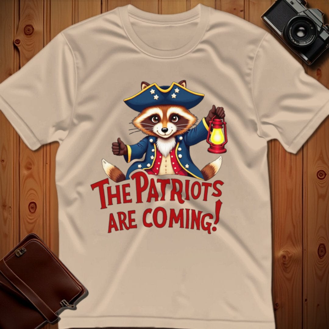 Raccoon Tee – Patriots are coming – Bold Vibrant Art
