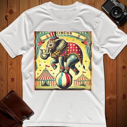Elephant Tee – Vintage Circus – Bold Vibrant Art