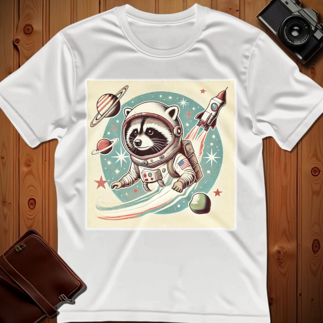 Racoon Tee – Vintage Rocket – Bold Vibrant Art