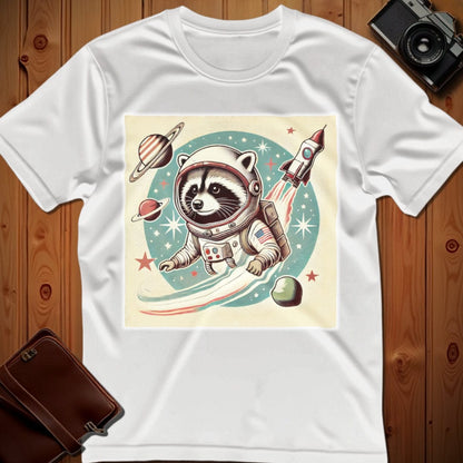 Racoon Tee – Vintage Rocket – Bold Vibrant Art